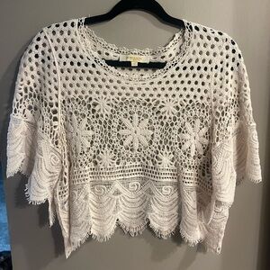 Rebellion Women's White Crochet Blouse